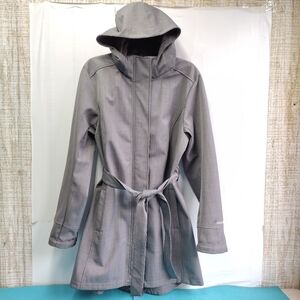 Cloudveil Hooded Trench Coat Belted Full Zip Plush Lining Size XL